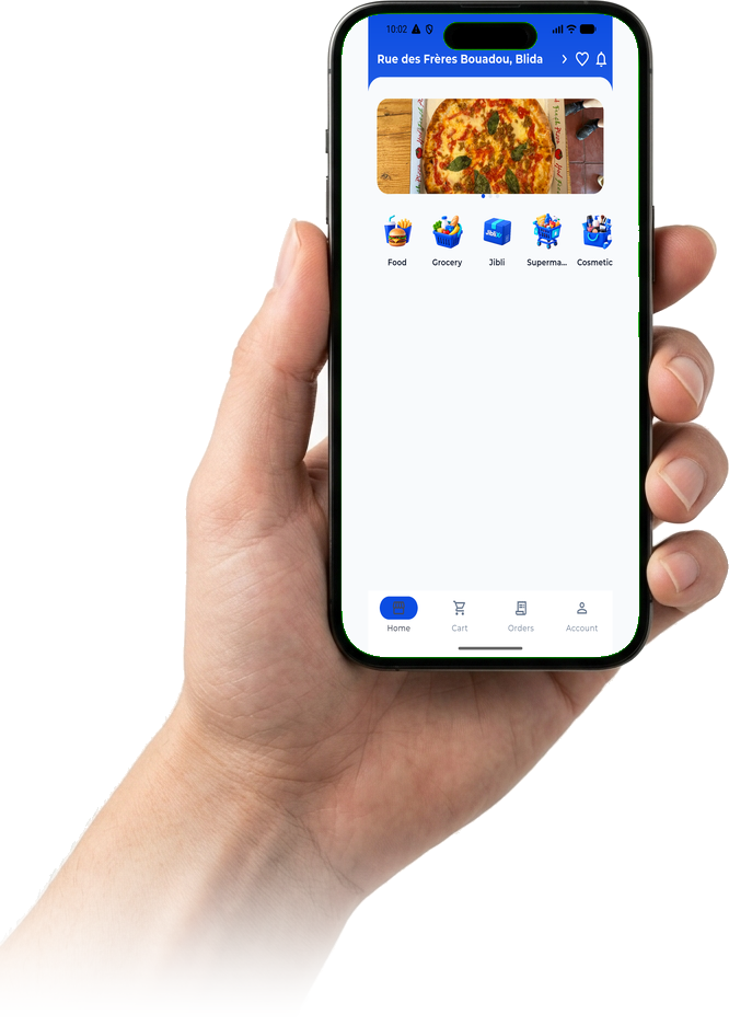 Jiblix customer application held in hand