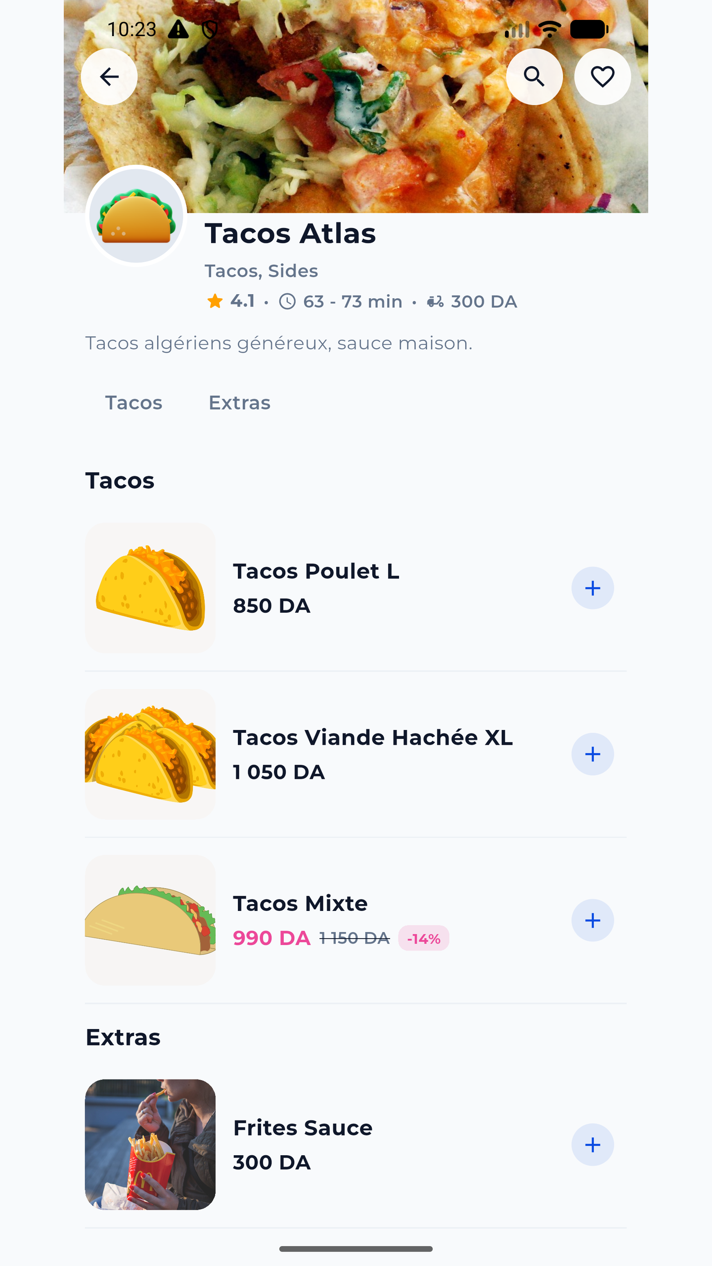 Jiblix store menu and product exploration screen